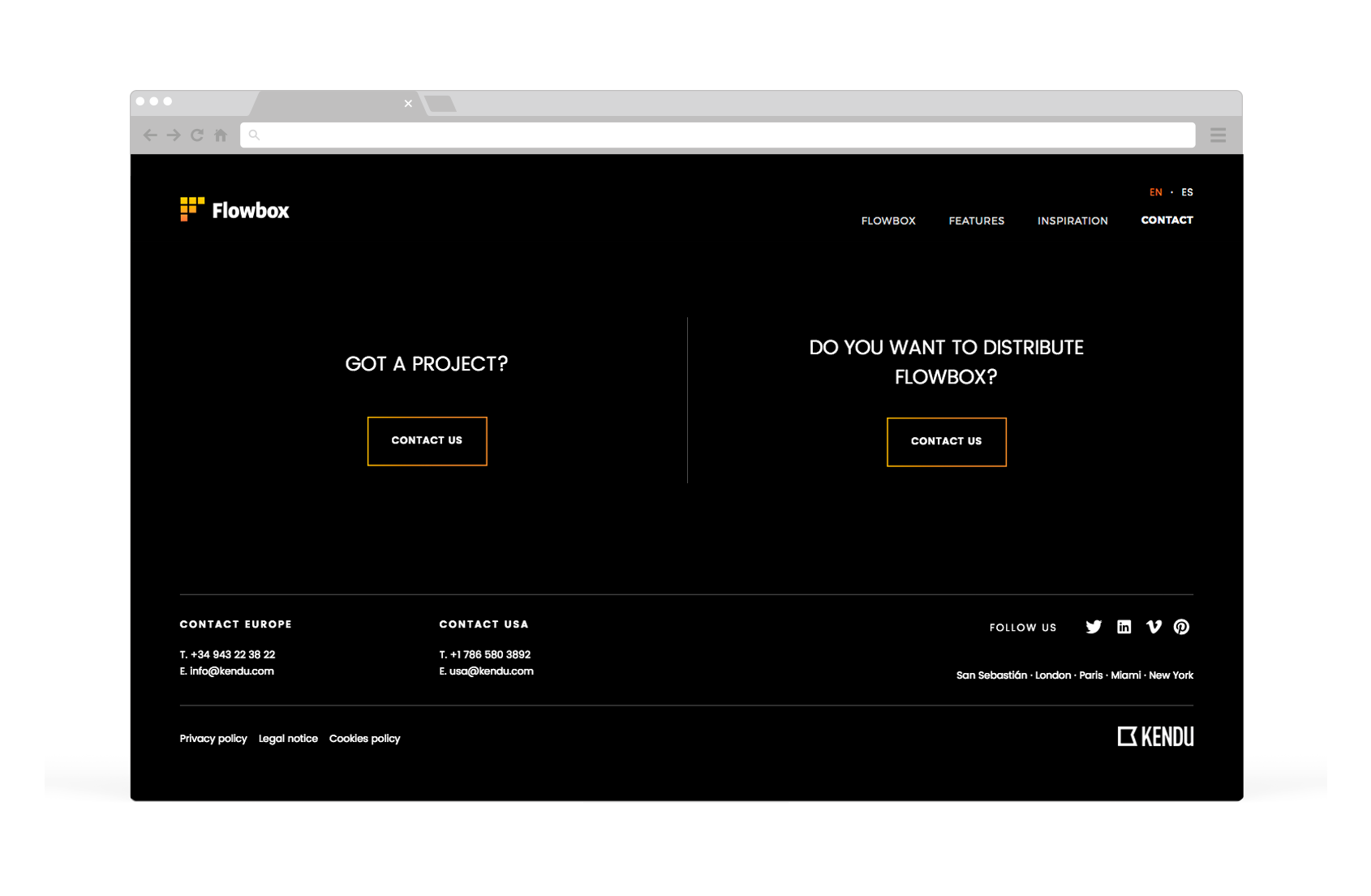 Diseño web página contacto Flowbox