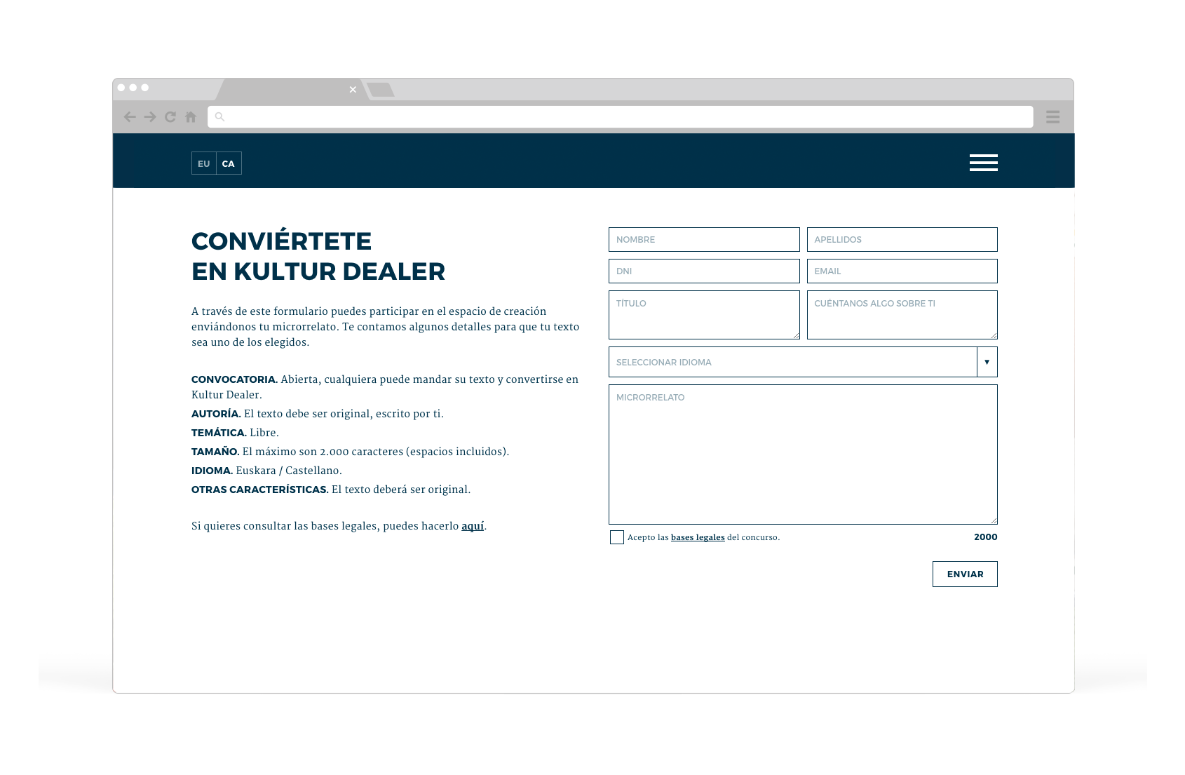 Diseño web página participa Kultur Dealers